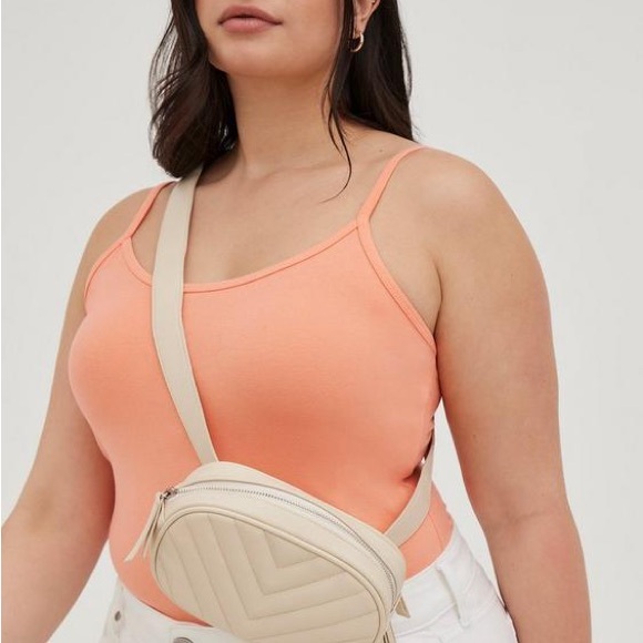 Torrid Faux Leather Quilted Belt Bag in Cream - Picture 2 of 14